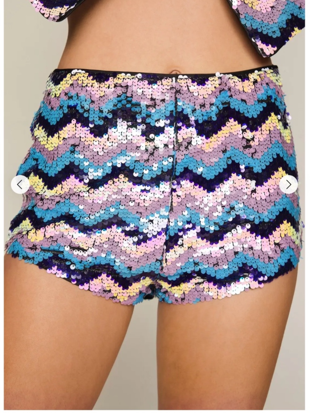 Nasty Gal Herringbone Wave Sequin Blue Purple Hot Pants Booty Shorts 8 NEW